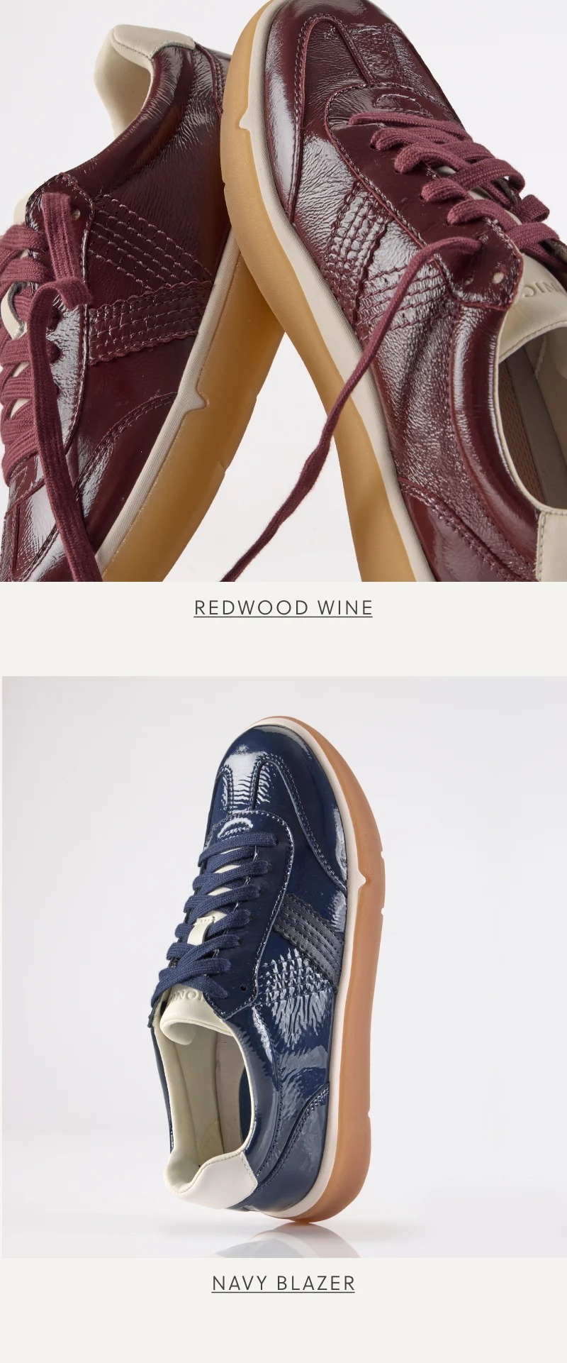 Crinkle Patent Sneakers Redwood Wine